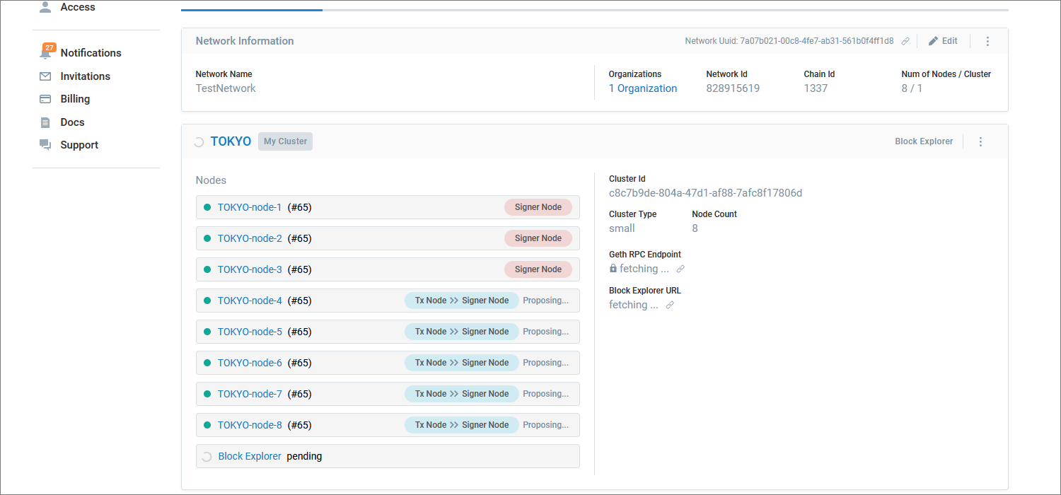 Network Creation pending